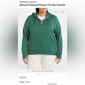 Threads 4 Thought Teal 1/4 Zip-Up Hoodie